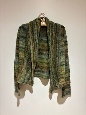 Mexx Green Variegated Open-Front Cardigan